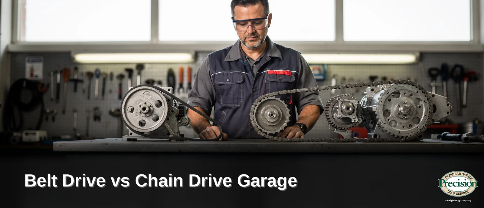 Chain drive openers move the trolley using a metal chain similar to a bicycle chain
