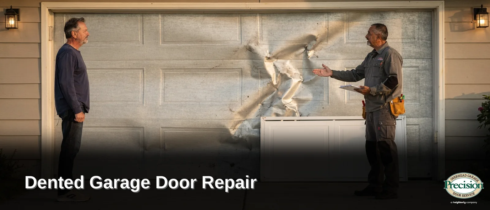 A dented garage door can quickly turn from a cosmetic annoyance into a real source